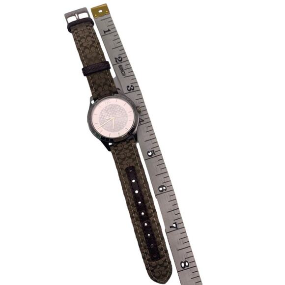 COACH Silver-tone Brown Canvas Genuine Leather Ladies Wristlet Watch main image 6